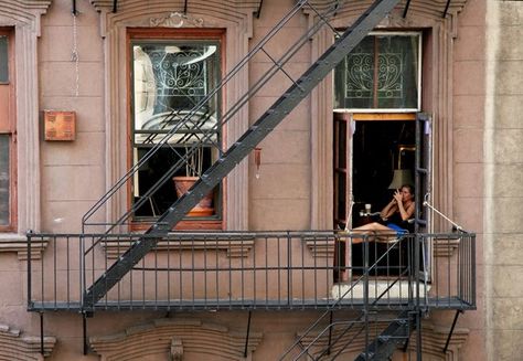 Jimmy Stewart, San Myshuno, Nyc Girl, Fire Escape, Nyc Life, New York Life, Future Apartment, The Balcony, City That Never Sleeps