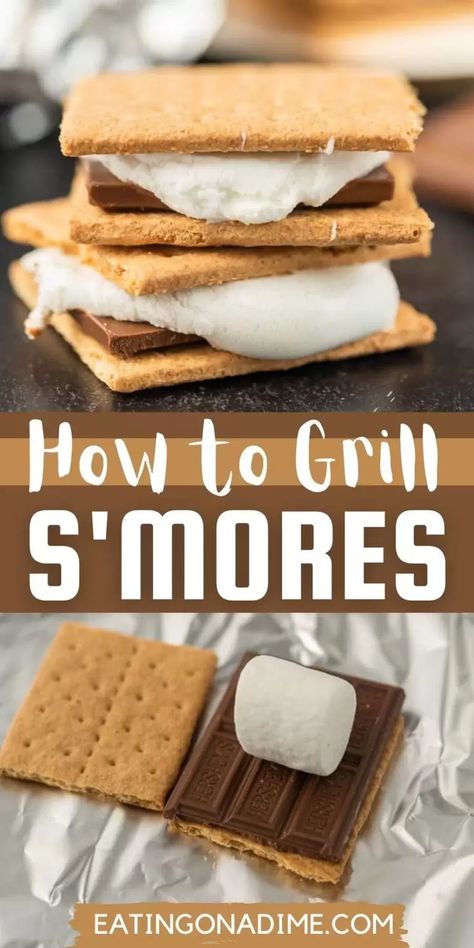 Grilled Smores, Easy Grill, Camping Dessert Recipes, Easy Smores, Smores Dessert, Grilled Desserts, Smore Recipes, Easy Grilling, Beach Meals