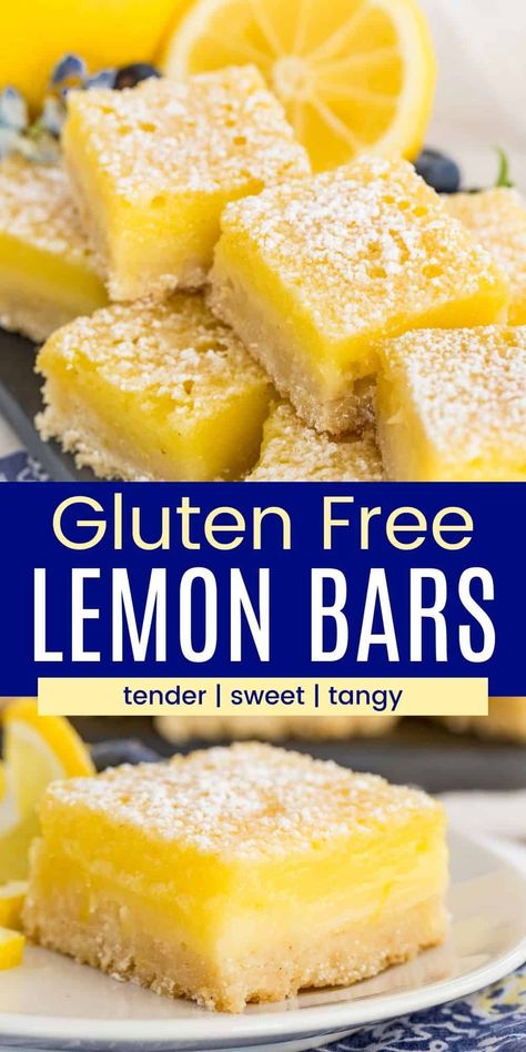 Lemon Desserts Bars, Gluten Free Lemon Bars, Gluten Free Dairy Free Dessert, Gluten Free Cake Recipe, Easy Gluten Free Desserts, Lemon Dessert, Easy Treat, Dessert Bar Recipe, Gluten Free Sweet