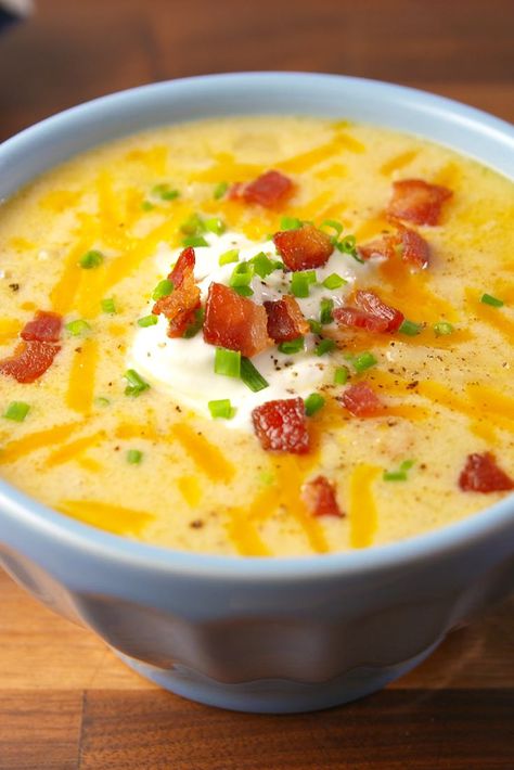 Loaded Hashbrown Soup Delish Hash Brown Soup, Shredded Hashbrowns, Cheddar Recipes, Loaded Potato Soup, Fall Soup, Fall Soup Recipes, Fall Soups, Hash Brown, Soup Season