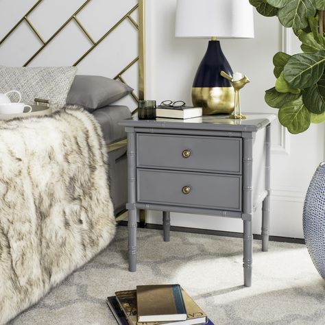 Tall Legs for Small Spaces Coastal Nightstand, Beach Bedroom Furniture, Nightstand Gray, Bamboo Nightstand, Bedroom Sets Furniture, Coastal Bedroom Furniture, Wood Nightstands, Gray Nightstand, Modern Home Decor Ideas