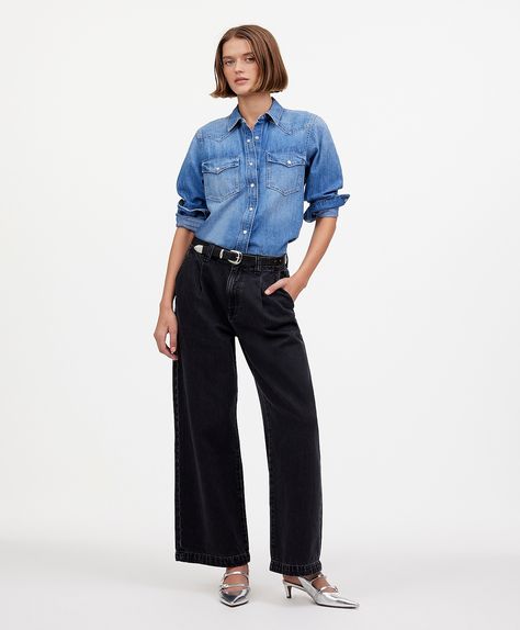 The Harlow Wide-Leg Jean: Airy Denim Edition | Madewell Baggy Jeans, 100 Percent, Leg Jeans, Madewell, Access Denied, Cool Outfits, Wide Leg, Trousers, High Waisted