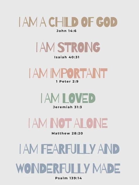 Christian Affirmations For Kids, Bible Journaling Ideas, Christian Affirmations, A Child Of God, Christian Bible Study, Affirmations For Kids, Christian Quotes God, Ayat Alkitab, Vie Motivation