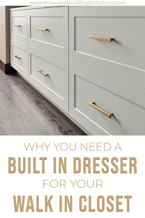 Luxury Closets Design For Women, Master Closet With Drawers Built Ins, Large Drawers Bedroom, Master Bedrooms Without Dressers, Closet Built Around Dresser, Dresser Cabinet Bedroom Built Ins, Ikea Dresser Built In Closet, Bedroom Custom Cabinets Built Ins, Build In Dresser In Closet