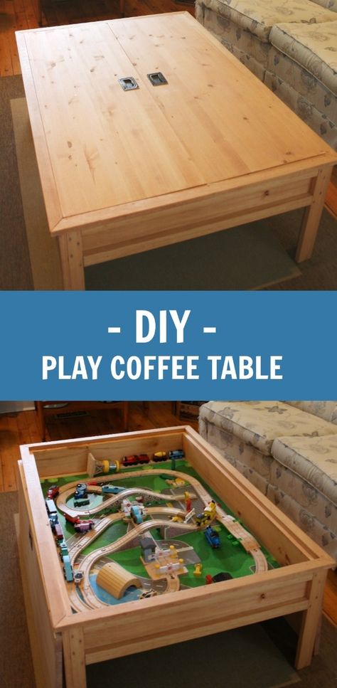 Toy Train Table, Lego Table With Storage, Craft Tables With Storage, Train Table, Lego Table, Lego Storage, Play Table, Diy Coffee Table, Table Cafe