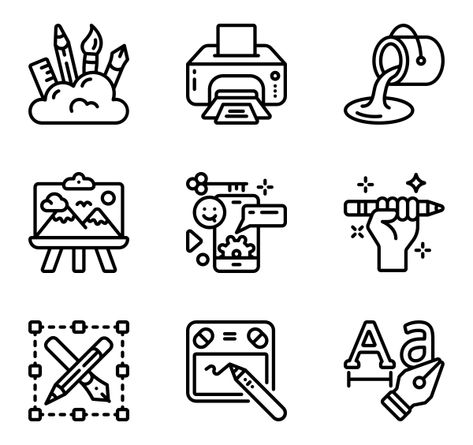 Idea Icon Design, Branding Icon Design, Graphic Icons Design, Graphic Design Icons Illustrations, Graphic Design Icons Symbols, Graphic Design Doodles, Icon Styles Design, Graphic Design Symbols, Iconography Design