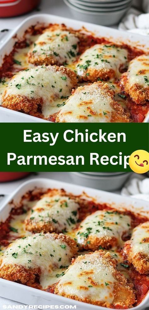 Craving something comforting and flavorful? Our Chicken Parmesan is an easy dinner recipe that combines juicy chicken with melted cheese and zesty tomato sauce. Enjoy a delightful meal that everyone will love, any night of the week. Quick Chicken Parmesan Recipe, Chicken Parmesan Recipe Oven, Quick Chicken Parmesan, Crispy Chicken Parmesan, Crispy Chicken Cutlets, Crispy Breaded Chicken, Baked Chicken Cutlets, Chicken Parmesan Recipe Easy, Chicken Parmesan Recipe