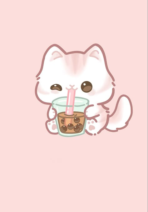 Cat BubbleTea cute cat background kawaii drawingart Boba Cat Drawing, Boba Art Drawing, Bubble Tea Cute Drawing, Bubble Tea Aesthetic Drawing, Boba Tea Drawing, Cute Cat Background, Sanrio Blind Bags, Boba Kawaii, Background Kawaii