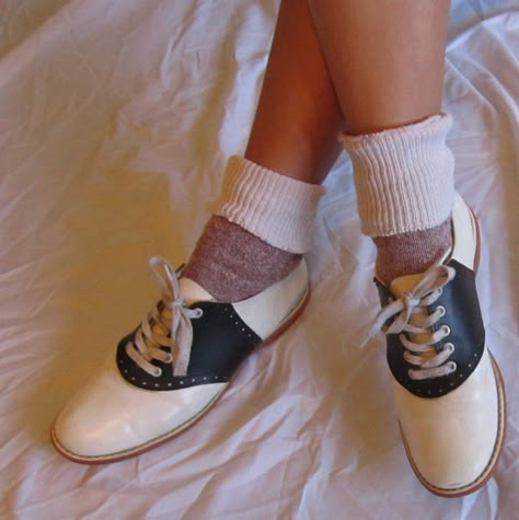 American Apparel Disco Shorts, Bobby Socks, Bowling Shoes, Saddle Shoes, Vintage Americana, 1940s Fashion, Grease, 50s Fashion, Sock Shoes