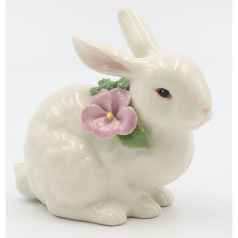 Ceramic Bunnies, Rabbit Sitting, Porcelain Rabbit, Bunny Statue, Genealogy Chart, Porcelain Sculpture, Pansy Flower, Ceramic Bunny, Easter Decorating