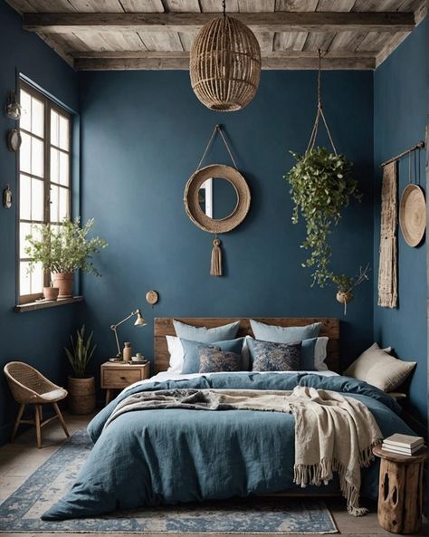 20 Stunning Ways To Get a Blue Boho Bedroom Style – ToolzView Joules Bedroom Ideas, Boho Blue Bedroom Ideas, Navy Wood Bedroom, Cerulean Blue Bedroom, Japandi Blue Bedroom, Dark Green Blue Bedroom, Bedroom With Blue Carpet, Ocean Blue Bedroom Ideas, Denim Blue Bedroom Ideas