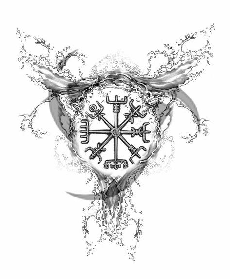 Viking tattoo design for women Nordic Sleeve, Viking Compass Tattoo, Compass Tattoos, Norse Mythology Tattoo, Valkyrie Tattoo, Viking Tattoo Symbol, Art Viking, Vikings Tattoo, Compass Tattoo Design