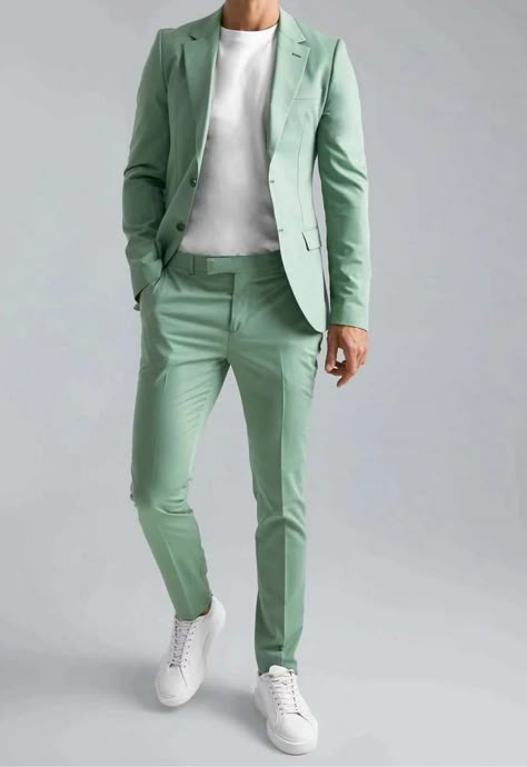 Light Green Tuxedo For Men, Pastel Green Suit Men, Light Green Suit Men, Guys Wedding Outfits, Pastel Suits For Men, 2 Piece Suits For Men, Men Blazer Outfit, Stomach Sleeve, Green Suit Men