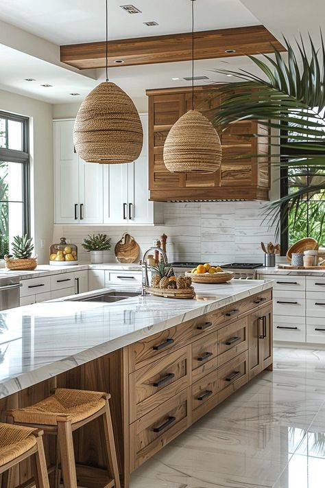 Beachy Kitchen Pendant Lights, Small Beach Kitchen, Coastal Kitchen Ideas, Modern Coastal Kitchen, Dreamy Kitchens, Kitchen Colours, Coastal Kitchen Design, Coastal Kitchen Decor, Beach Kitchens