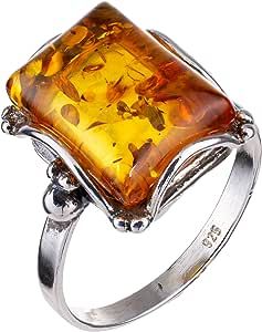 Rectangle Ring, Baltic Amber Jewelry, Amber Crystal, Amber Ring, Amber Stone, Amber Jewelry, Jewelry Women, Look Plus, Baltic Amber