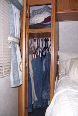 Small Rv Closet Storage Ideas, Rv Closet Remodel, Rv Closet Organization, Rv Closet, Scamp Camper, Rv Cabinets, Make A Closet, Rv Decorating, Narrow Cabinet