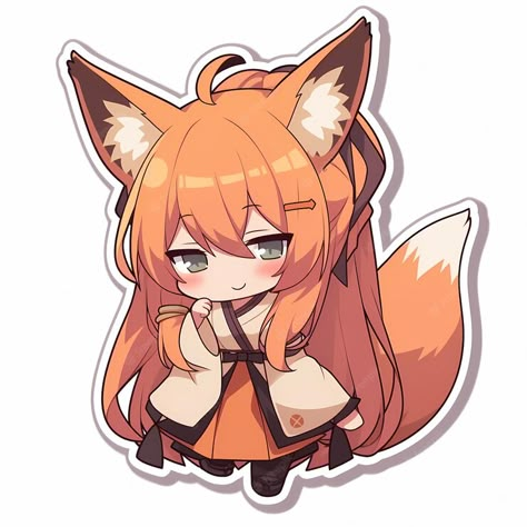 Fox Anime Character, Fox Girl Art, Fox Chibi, Cute Fox Art, Kawaii Photos, Cute Character Art, Cute Fox Drawing, Fox Anime, Kawaii Pictures