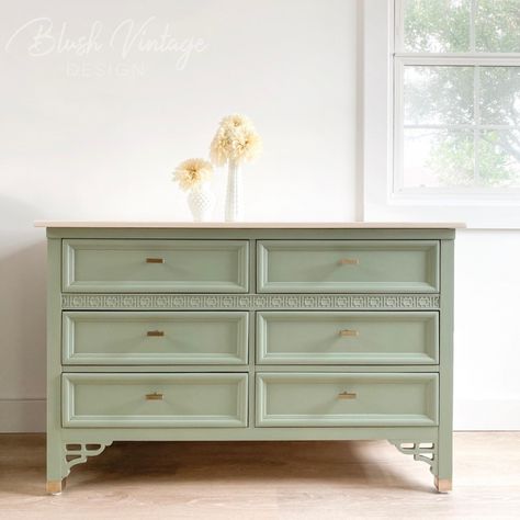 Basil Dresser | General Finishes Design Center Sage Dresser, Sage Green Dresser, Green Painted Dresser, Spa Vision, Sage Green Furniture, Green Bedroom Furniture, Green Painted Furniture, Painted Dressers, Girl Dresser