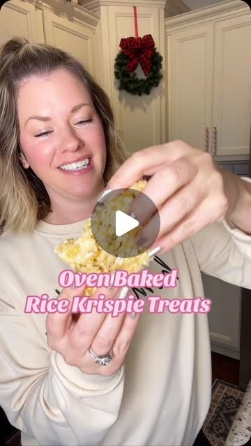 Stephanie Gigliotti on Instagram: "I think it might be illegal to know this 🫢 Oven Rice Krispie Treats Spray a 9x13 baking dish with nonstick cooking spray. Cut 6 tablespoons of butter into slices, place them in the bottom of the dish. Add 1 bag of marshmallows. Pour in 6 cups of Rice Krispies. Bake at 350° for 20 minutes. Stir, if it seems too marshmallow-y, add 1-2 more cups of Rice Krispies and continue to stir until everything is mix together.  Cut into bars and enjoy! Also delicious with fruity pebbles 😋  #ricekrispytreats #easydesserts #lifehacks #ovenbakedricekrispietreats" Oven Baked Rice Crispy Treats, Oven Baked Rice Krispie Treats, Oven Rice Krispie Treats, Oven Rice Crispy Treats, Rice Krispie Treats In Oven, Baked Rice Krispie Treats, Rice Krispie Cookies Recipes, Rice Krispy Recipes Ideas, Flavored Rice Krispie Treats