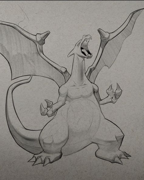 Charizard drawing. Decided to give em the old Sugimori pose. #charizard #pokemon #pokemonartwork #pokemonfanart #fanart #pokemoncommunity #charmander Pokemon Charizard drawing on procreate Charizard Drawing Art, Pokemon Drawings Charizard, Pokemon Charizard Drawing, How To Draw A Pokemon, Pokemon Drawings Sketches Easy, Pokemon Characters Drawings, Cute Creatures Drawing, Pokemon Sketches Pencil, Charizard Sketch