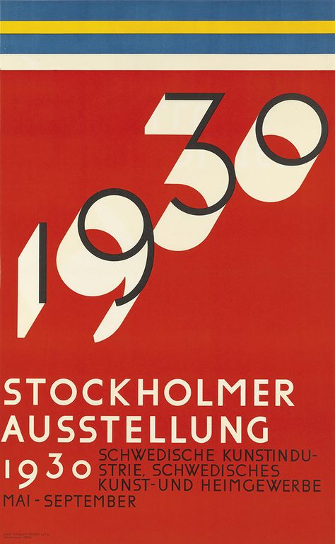 SIGURD LEWERENTZ (1885-1975) 1930 STOCKHOLM AUSSTELLUNG. 1929. Sigurd Lewerentz, New Typography, Through The Decades, Long Shadow, Vintage Graphic Design, Swedish Design, Vintage Typography, Arte Popular, Typography Inspiration