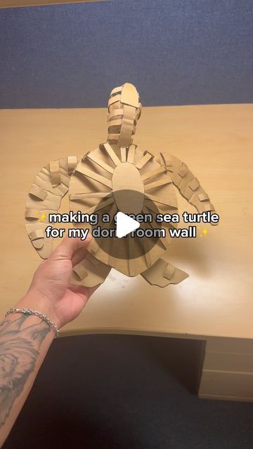 Drew on Instagram: "Making a cardboard sea turtle for my dorm room wall" Paper Mache Turtle, Paper Mache Wall Art, My Dorm Room, Artsy Tattoos, Jellyfish Craft, Turtle Crafts, Dorm Room Walls, Cardboard Sculpture, Paper Mache Sculpture