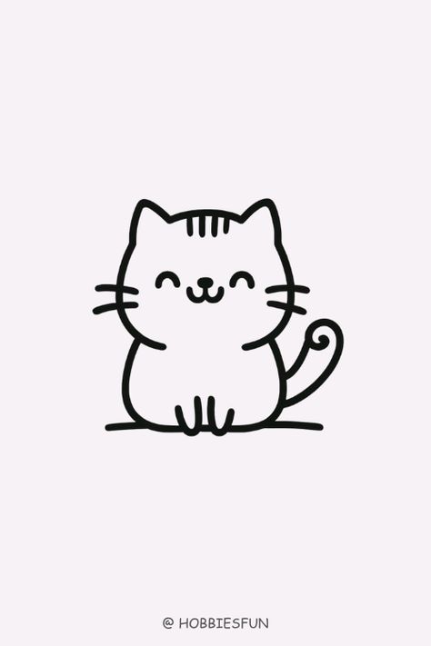 Drawing Topics, Cat Cute Simple Animal Drawings Doodles, Kawaii Cat Drawing Easy, Cat Peeking Drawing, Simple Cat Drawing Doodles, Cute Cat Doodles Easy, Cute Easy Cat Drawings, Mini Cat Drawing, Easy Cat Drawing Simple, Simple Kawaii Drawings