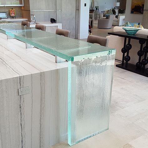 Beautiful! Glass | Table | Countertop | Counter | Kitchen | Cast Glass Images Glass Bar Counter Design, Bar Tops Ideas, Glass Countertops Kitchen, Glass Kitchen Countertops, Glass Kitchen Island, Glass Bar Table, Turquoise Kitchen Decor, Glass Counter, Glass Countertop