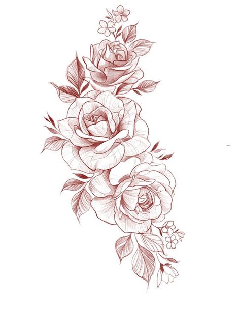 Roses Tattoo Design|#tattoo #handtattoo #tattoos #rosetattoo #tattoorose 864 Rose Drawing For Tattoo, Rose And Vines Drawing, Rose Tattoo Design Sleeve, Flowers Roses Tattoo, Roses Tattoo Design Drawing, Rose Pattern Tattoo, Tattoo Rose Drawing, Floral Rose Tattoo Design, 5 Roses Tattoo