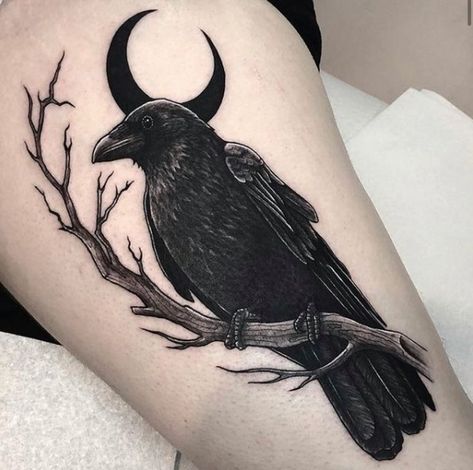 Black Crow Tattoos, Arm Cover Up Tattoos, Crow Tattoo Design, Wicked Tattoos, Crow Tattoo, Raven Tattoo, Creepy Tattoos, Gothic Tattoo, Mandala Flower