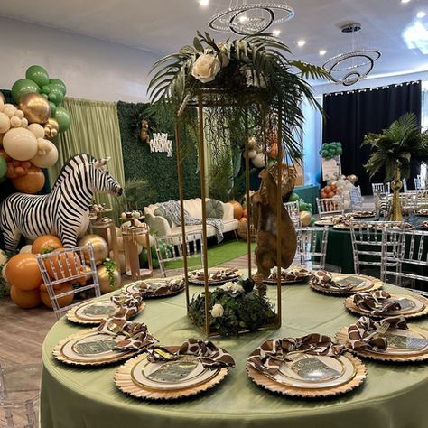 Jungle Safari Themed Baby Shower Ideas – Cuddle Palette Safari Baby Shower Table Setting, Jungle Book Baby Shower Ideas, Safari Centerpieces Baby Shower Ideas, Jungle Centerpieces Ideas, Animal Theme Baby Shower Ideas, Zoo Themed Baby Shower Ideas, Baby Shower Jungle Theme Boy, Centerpiece Ideas Party, Baby Shower Ideas Jungle Theme