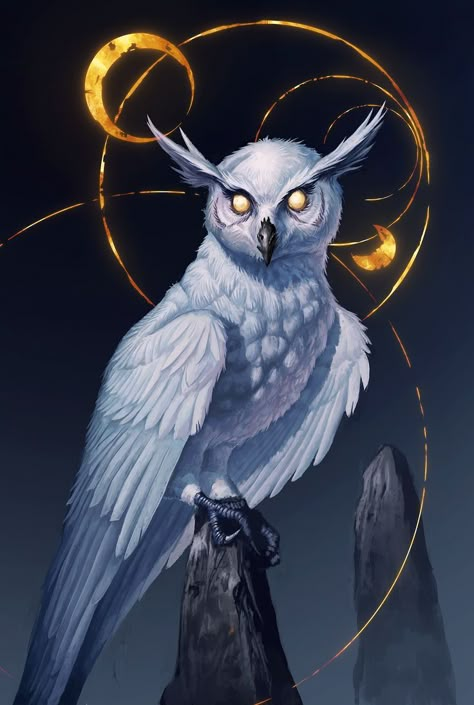 Owl Artwork, The Watcher, Mythical Animal, Fantasy Beasts, Fantasy Animals, 다크 판타지, Creatures Of The Night, Fantasy Creatures Art, Creatures Art