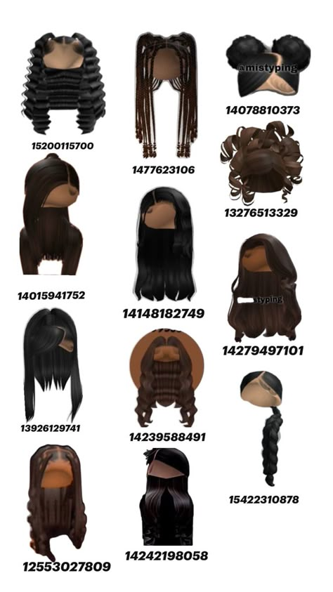 Brown Hair Roblox Id, Black Hair Id Roblox, Roblox Hair Codes, Code Berry Avenue, Roblox Sets, Code Brookhaven, Brown Hair Roblox, Blocksburg Outfit Codes￼, Mesh Outfit