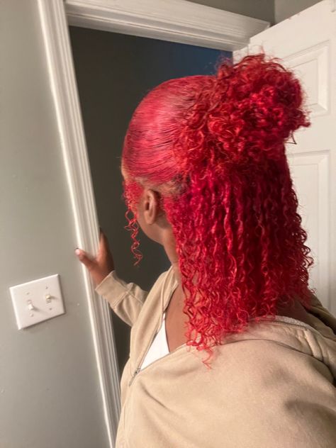 Dyed Red Natural Hair, Natural Hairstyles Red Hair, Red Natural Hairstyles, Hair Dye Red, Pink 4c Hair, Red Natural Hair, Red Natural Hair Black Women, Dyed Curly Hair, Red Hair Inspo