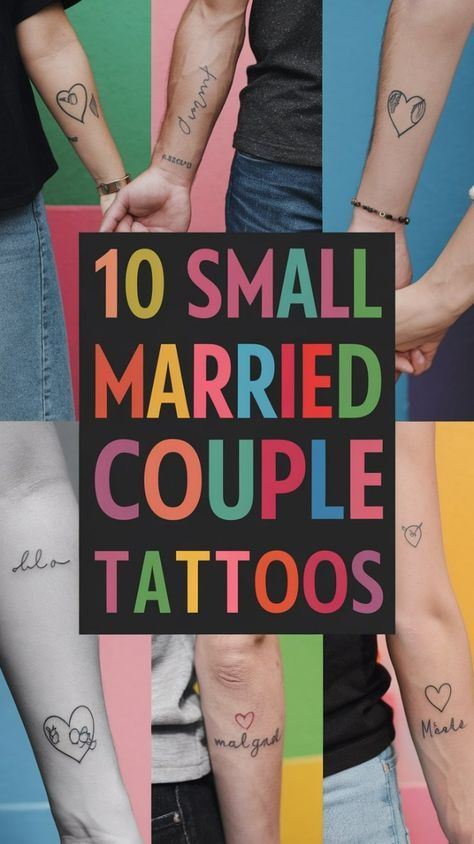 Couple Wrist Tattoos Matching Tat, Minimal Husband And Wife Tattoo, Couples Tattoos Minimalist, 11 11 Couple Tattoo Ideas, Fine Line Husband And Wife Tattoos, Tattoos With Significant Other, Couple Tattoo With Meaning, Small Cute Couple Tattoos, Him Her Tattoos Couple