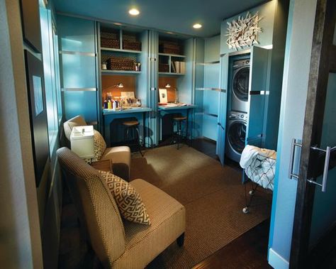 Award-winning multi-purpose room from Infinity Home Collection Denver CO Laundry Craft Rooms, Laundry Office, Laundry Room Office, Stylish Laundry Room, Basement Laundry Room, Laundry Room Layouts, Basement Laundry, Laundry Space, Dream Craft Room