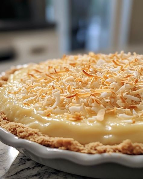 Oh my lord, the taste is so divine! Rich and delightful in every way! Cooktop Cove, Mango Pie, Coconut Cream Pie Recipes, Fried Recipes, Coconut Custard Pie, Coconut Pie, Coconut Desserts, Easy Pie Recipes, Coconut Custard