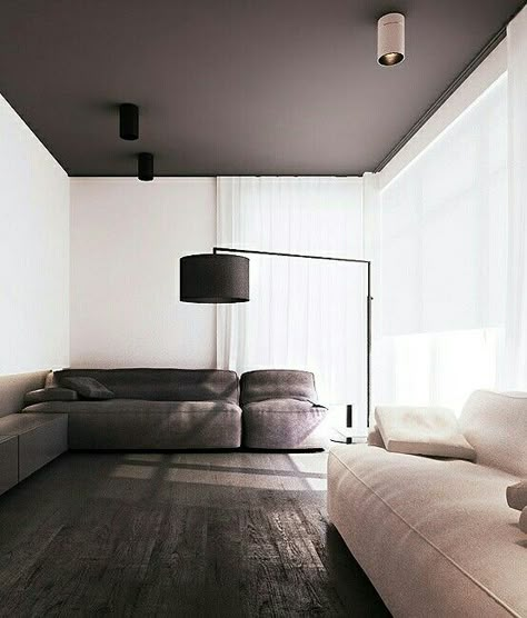 The power of painted ceilings - The Holliday Collective Dark Ceilings, Tamizo Architects, White Laminate Flooring, Ceiling Paint Colors, Painted Ceilings, Flat Interior Design, Dark Ceiling, Grey Ceiling, Ceiling Paint