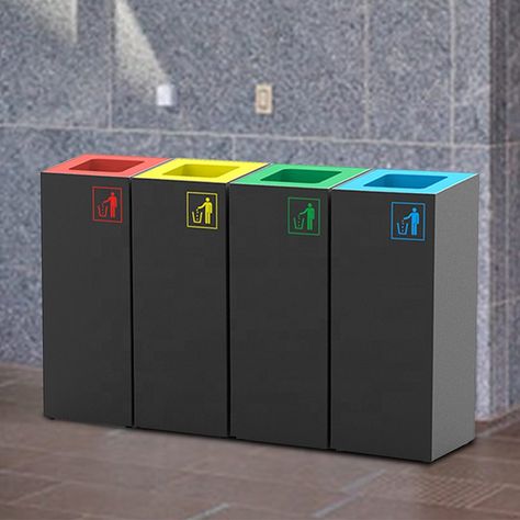 16l Indoor Office Commercial Metal Waste Garbage Recycle Trash Can Bin - Buy Trash Bin,Trash Can,Recycle Trash Bin Product on Alibaba.com Waste Bin Design, Recycle Trash Can Ideas, Recycle Bin Ideas Small Spaces, Recycle Bin Design, Recycle Bin Ideas, Trash Bin Design, Recycle Station, Trash Can Design, Office Recycling Bins