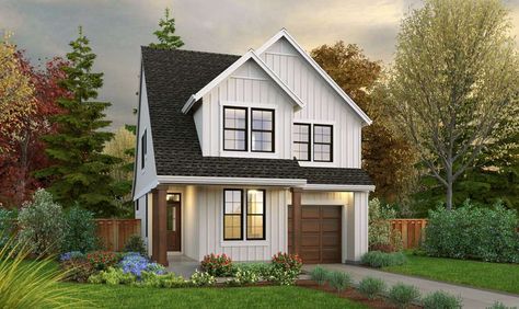 Cottage House Plan 21127A The Fallston: 1855 Sqft, 4 Beds, 3 Baths House Plans For Narrow Lots With Garage, Narrow 4 Bedroom House Plans, Small 2 Story House Plans, Small Lot House Plans, Tiny Home Kits, Riverfront Home, Farmhouse Craftsman, Country Cottage Homes, Small Home Plans