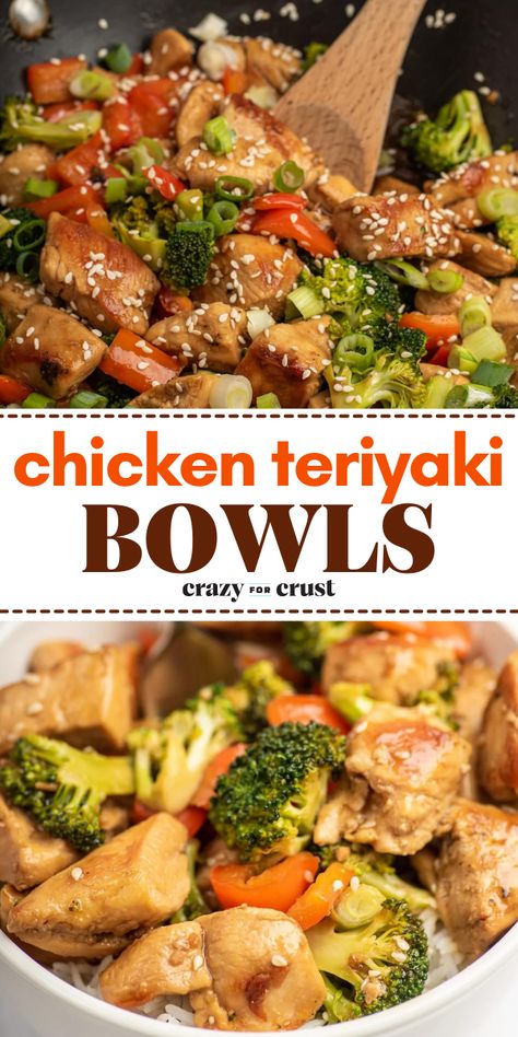 Whip up this chicken teriyaki bowl recipe! It's a perfect busy weeknight dinner in just 30 minutes. Not only is this teriyaki chicken bowl delicious, but it is also healthy and protein packed! Plus, this quick and easy meal for tonight is a great meal prep lunch idea! Healthy Teriyaki Chicken Bowl, Lunch Ideas With Chicken, Chicken Protein Bowl, Teriyaki Bowl Recipe, Lunch Bowl Ideas, Teriyaki Chicken Bowl Recipe, Teriyaki Chicken Bowls, Healthy Teriyaki Chicken, Teriyaki Chicken Bowl