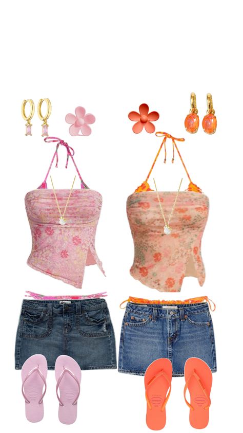 Summer Outfits For Cruise, Cruise Matching Outfits, Cute Beach Outfits Aesthetic, Holiday Outfit Inspo Summer, Summer Dress Outfits Aesthetic, Tube Top Summer Outfits, Yea Party Dress, Swim Party Outfits, Beach Matching Outfits