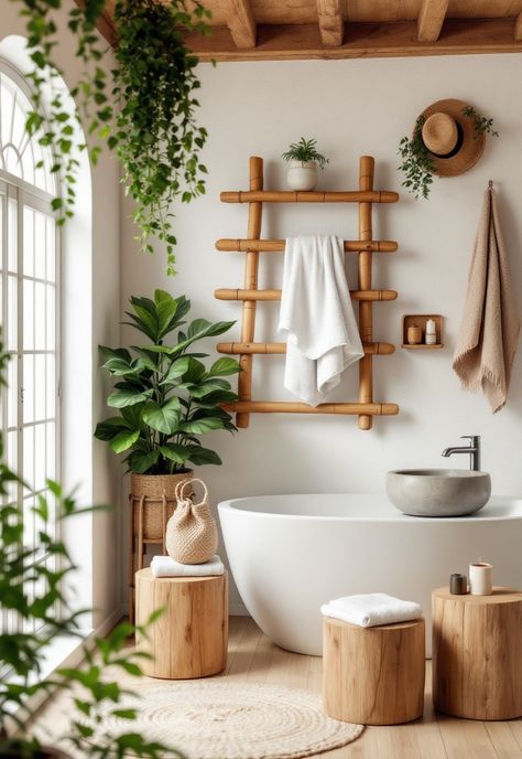 Boho Bathroom Ideas Boho Bathroom Inspiration, Bamboo Bathroom Ideas, Modern Boho Bathroom Decor, Moroccan Inspired Bathroom, Boho Chic Bathroom, Dark Feminine Bedroom, Modern Boho Bathroom, Wild Feminine, Bedroom Floral