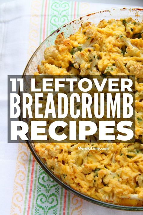 11 Recipes with Breadcrumbs | Breadcrumbs are a versatile and often overlooked ingredient that can completely transform simple lunch and dinner dishes and meals like meatloaf, chicken thighs, meatballs, and mac and cheese, adding the perfect crunch and a subtle depth of taste. Click to learn how to make homemade breadcrumbs, our favorite gluten free breadcrumb alternatives, and a list of easy, breadcrumb recipes the whole family will love! How To Use Bread Crumbs, Breadcrumbs Recipe Meals, Recipes Using Breadcrumbs, Recipes That Use Bread Crumbs, Breadcrumb Recipe Meals, What To Do With Bread Crumbs, Bread Crumb Uses, Recipes Using Bread Crumbs, Bread Crumb Recipes