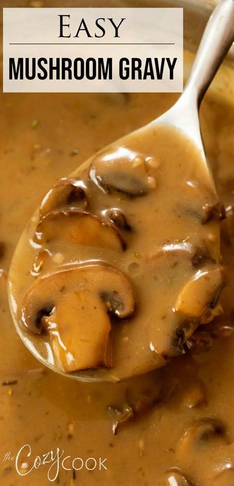 Chicken Chops, Creamy Gravy Recipe, Creamy Mushroom Gravy, Steak Gravy Recipe Easy, Mushroom Gravy For Chicken, Mushroom And Gravy Recipes, Homemade Mushroom Sauce, Brown Mushroom Gravy Recipe Easy, Pork Mushroom Gravy