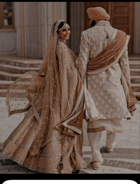 Desi Bride And Groom Outfits, Indian Couple Poses Desi Wedding, Indian Bride Groom Photography, Indian Wedding Bride Groom, Indian Wedding Photography Aesthetic, Desi Wedding Couple Aesthetic, Indian Bride And Groom Pictures, Indian Wedding Shoot Poses, Indian Wedding Photography Couples Engagement Photos