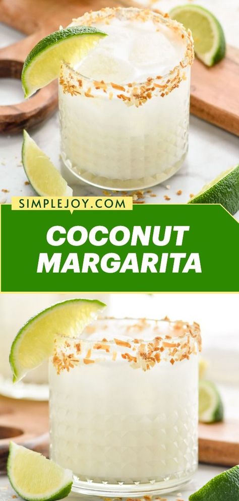 This Coconut Tequila Margarita is a must-try summer cocktail! Made with just four ingredients that are easy to keep on hand, you will sip this simple coconut margarita recipe in the sun all season long. Try it! Coconut Margarita Recipe, Coconut Tequila, Coconut Margarita, Flavored Rum, Pineapple Margarita, Lime Margarita, Pineapple Coconut, Margarita Recipe, Healthy Drink