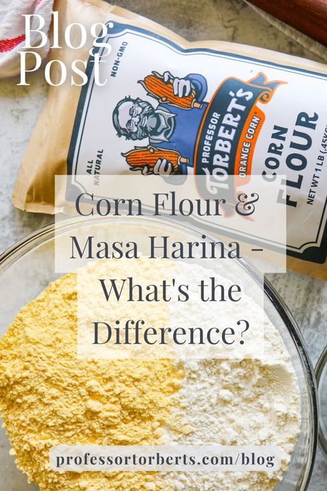 On first glance, masa harina and corn flour look virtually the same – both are ground corn based powders. Are they interchangeable? If a recipe calls for corn flour can you use masa harina as a substitute? The short answer: no. The long answer? Check out our latest blog post at professortorberts.com/blog to learn more! Yellow Corn Flour Recipes, Recipes Using Corn Flour, Instant Corn Masa Flour Recipes, Corn Masa Recipes, Masa Harina Recipes, Corn Flour Bread, Corn Flour Recipes, Masa Recipes, Flint Corn