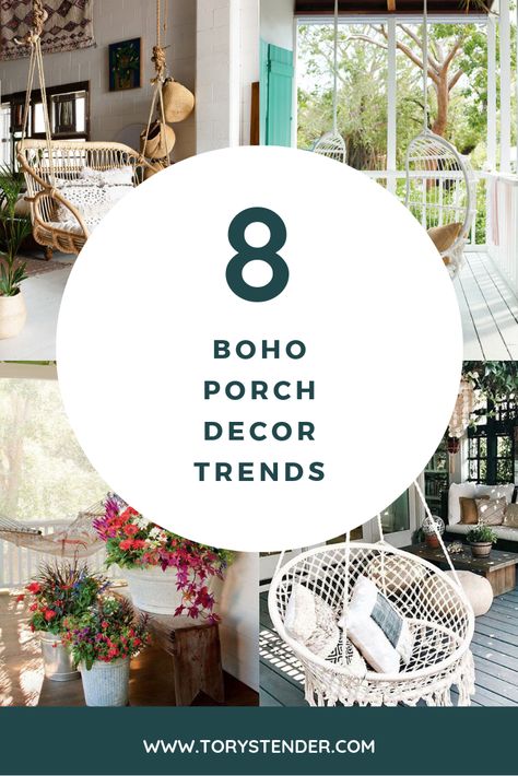 BOHO Front Porch Trends for 2019 - Tory Stender Boho Front Porch Ideas, Boho Porch Decor, Decor White Walls, Boho Front Porch, Boho Porch, Anthropologie Decor, Winter Porch Decor, Resort Decor, Minimal Office