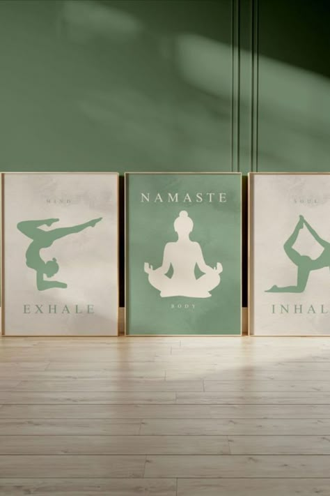 Yoga Room Design At Home, Zen Yoga Studio, Yoga Poster Design, Yoga Room Design, Meditation Poster, Glass Signage, Meditation Wall Art, Yoga Wall Decor, Yoga Room Decor